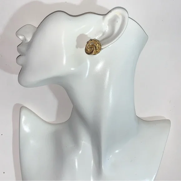vintage CHRISTIAN DIOR 14k yellow gold plated ROPE KNOT stud post EARRINGS